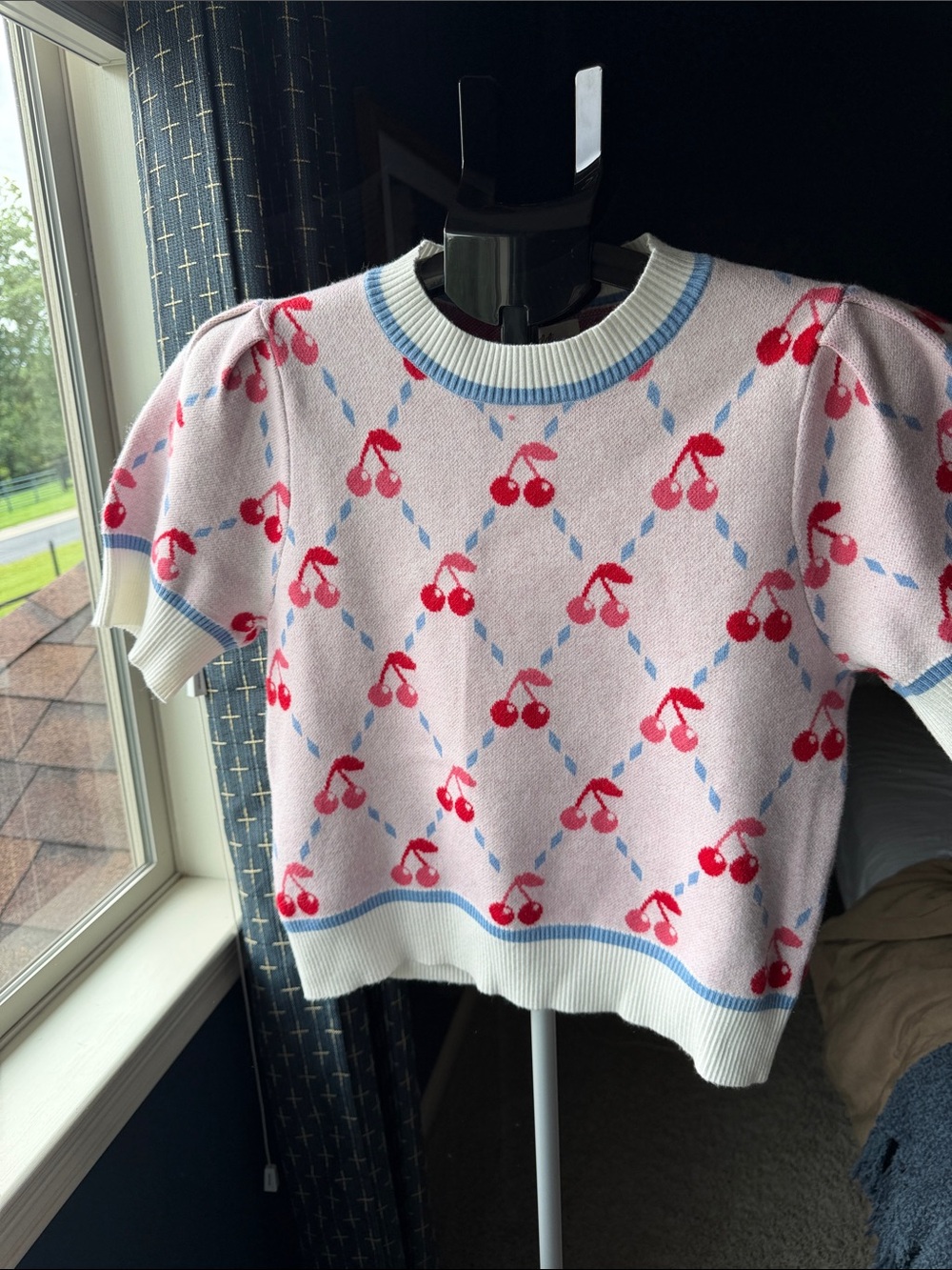 Cute Cherry Print Pink women’s  Sweater Top